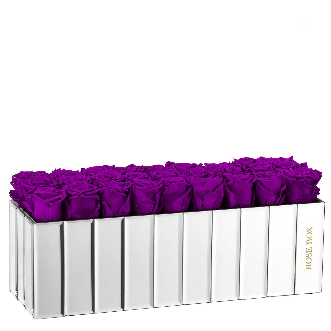 Large Modern Mirrored Centerpiece with Royal Purple Roses