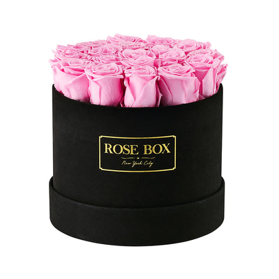 Medium Black Box with Pink Blush Roses