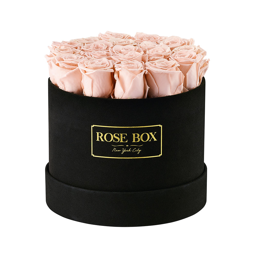 Medium Black Box with Champagne White Roses