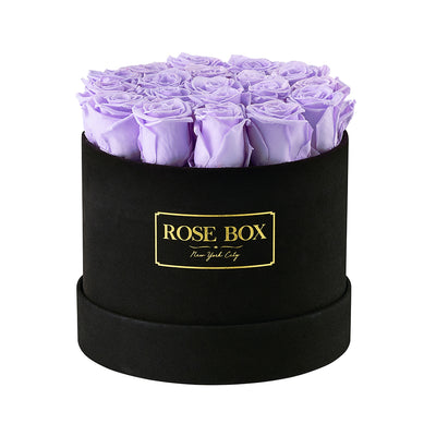 Medium Black Box with Lavender Roses