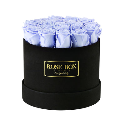 Medium Black Box with Light Blue Roses