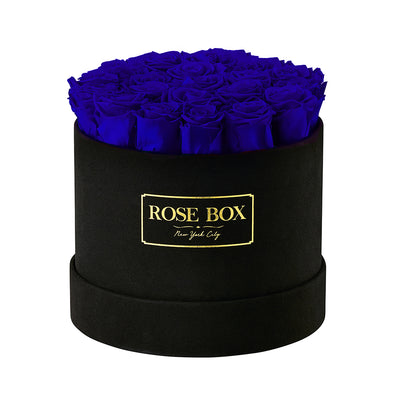 Medium Black Box with Night Blue Roses