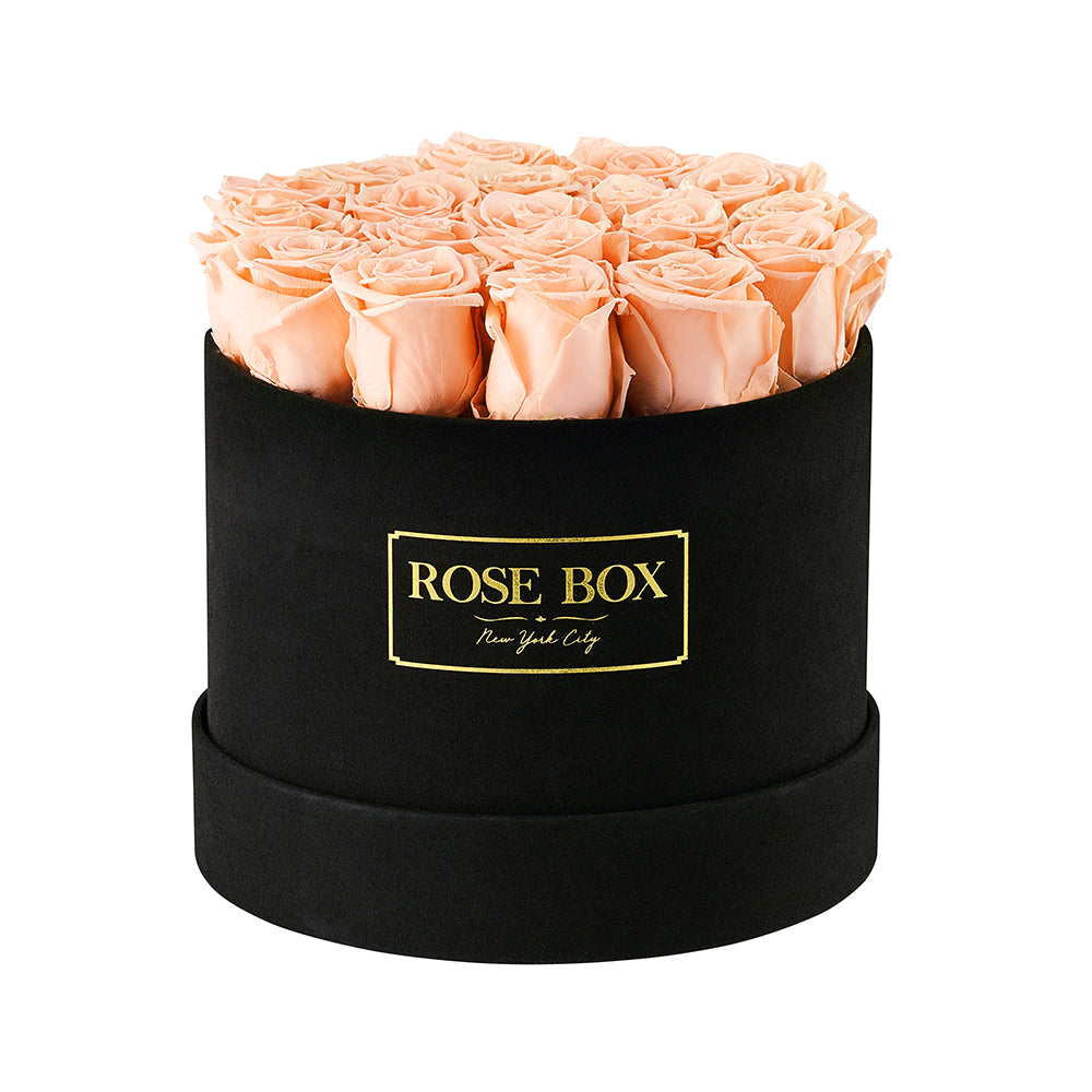Medium Black Box with Sorbet Peach Roses