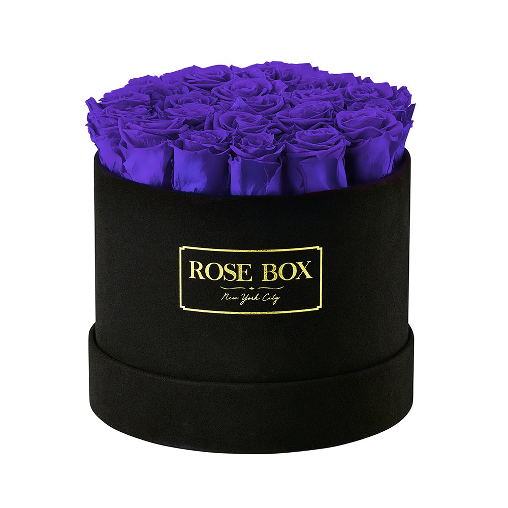 Medium Black Box with Spring Purple Roses