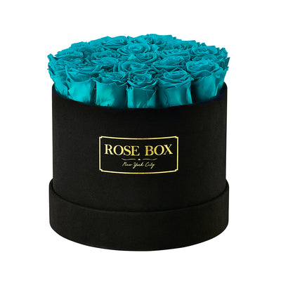 Medium Black Box with Turquoise Roses (Voucher Special)