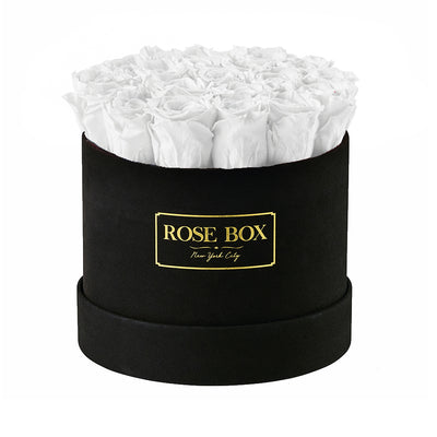 Medium Black Box with Pure White Roses (Voucher Special)