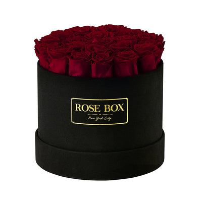 Medium Black Box with Red Wine Roses