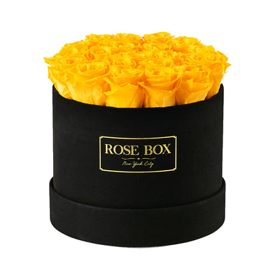 Medium Black Box with Bright Yellow Roses (Voucher Special)