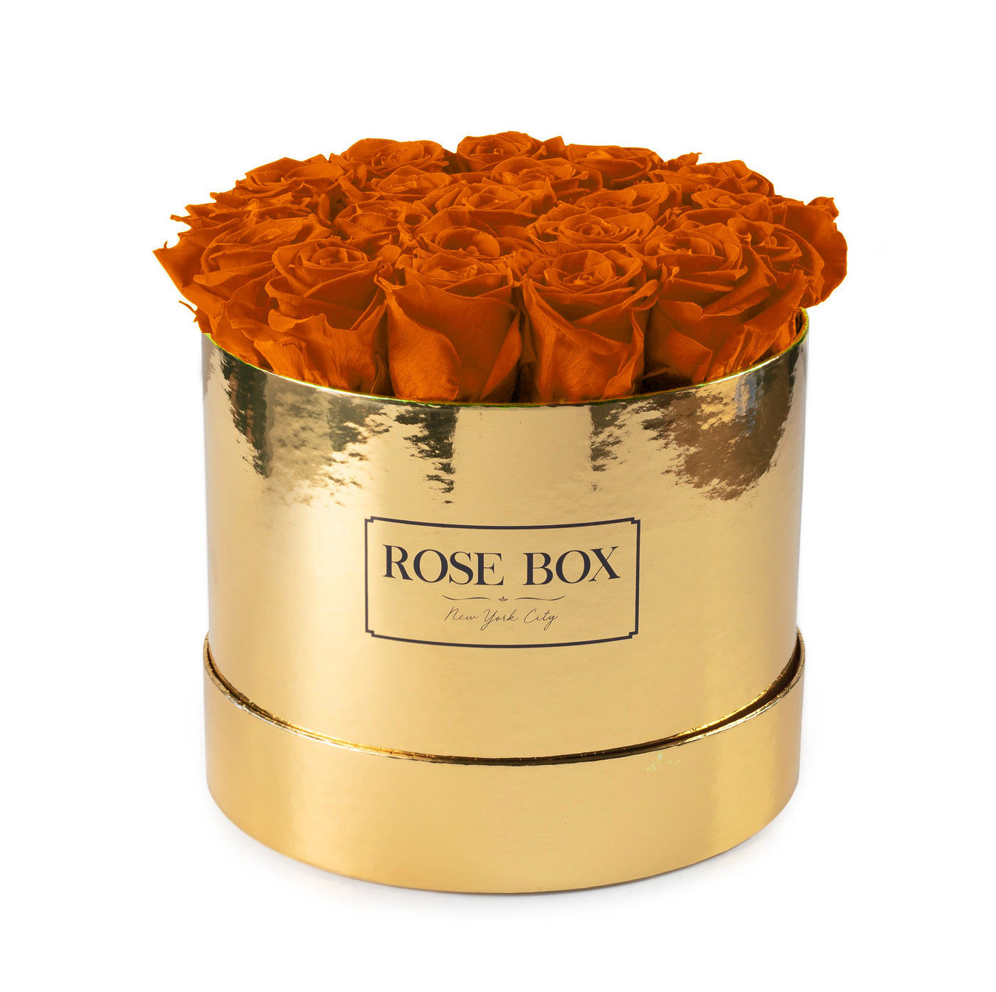 Medium Gold Box with Autumnal Orange Roses