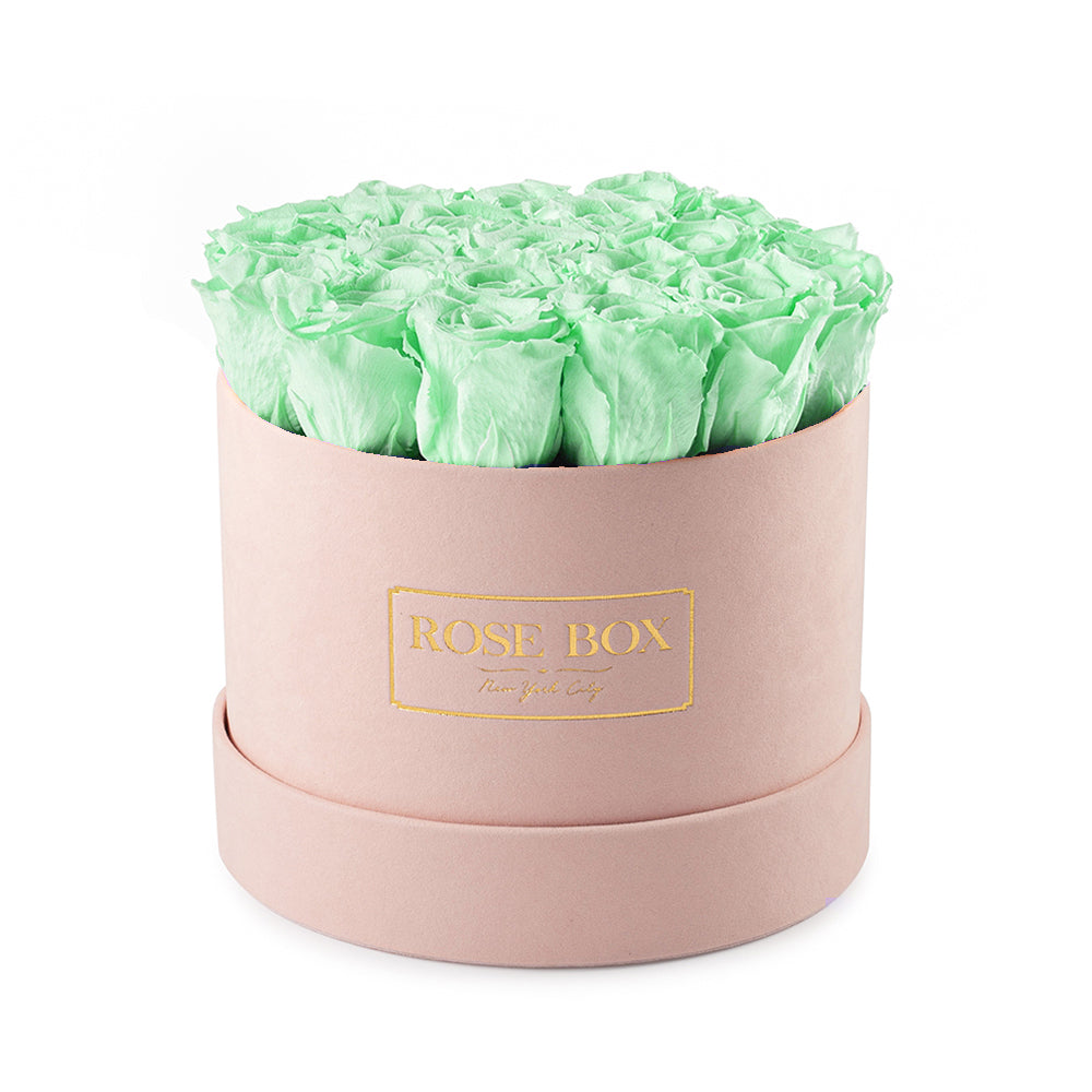 Medium Pink Box with Light Green Roses (Voucher Special)