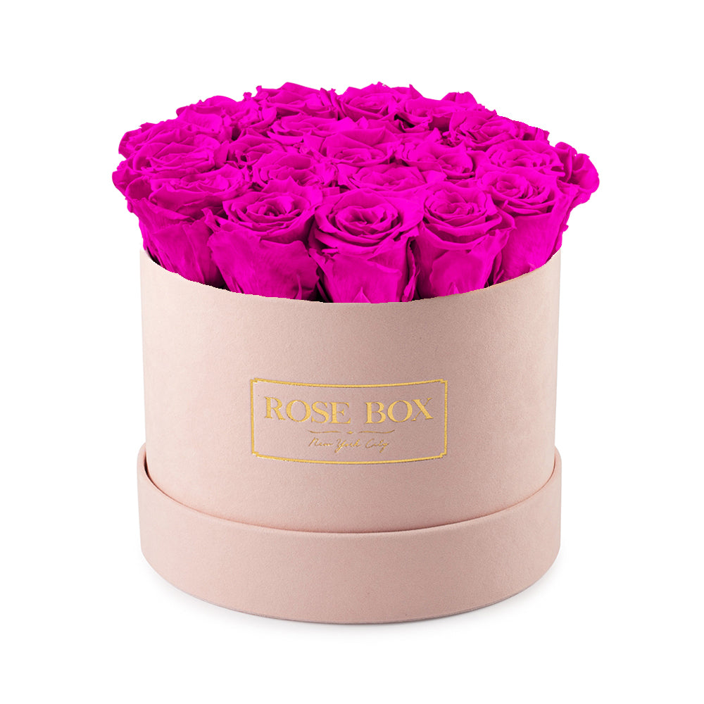 Medium Pink Box with Neon Pink Roses