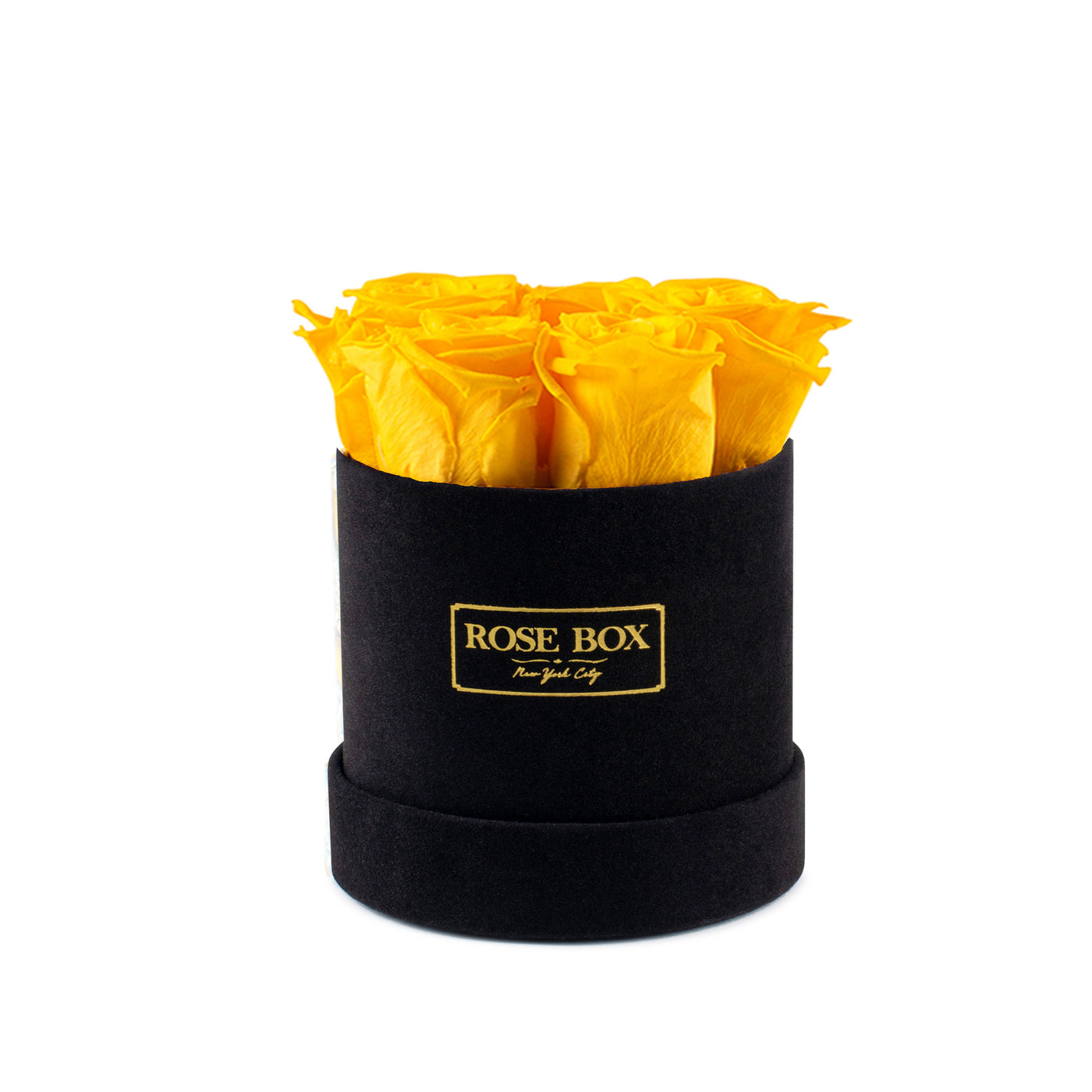 Mini Black Box with Bright Yellow Roses