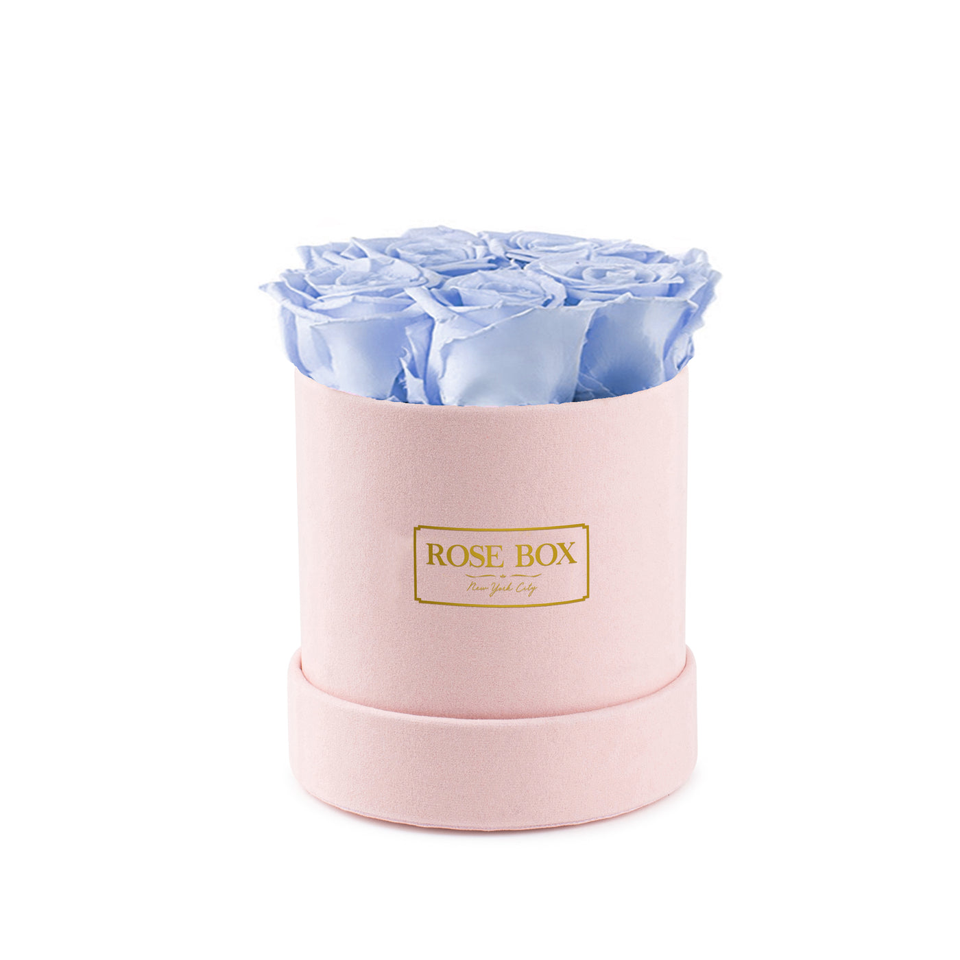 Mini Pink Box with Light Blue Roses
