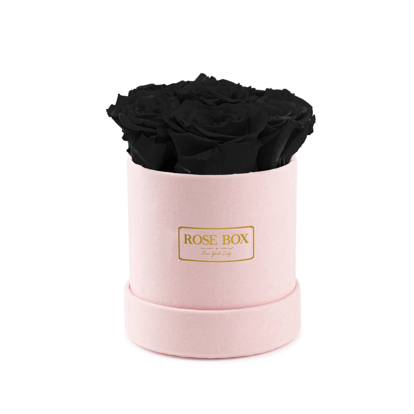Mini Pink Box with Velvet Black Roses