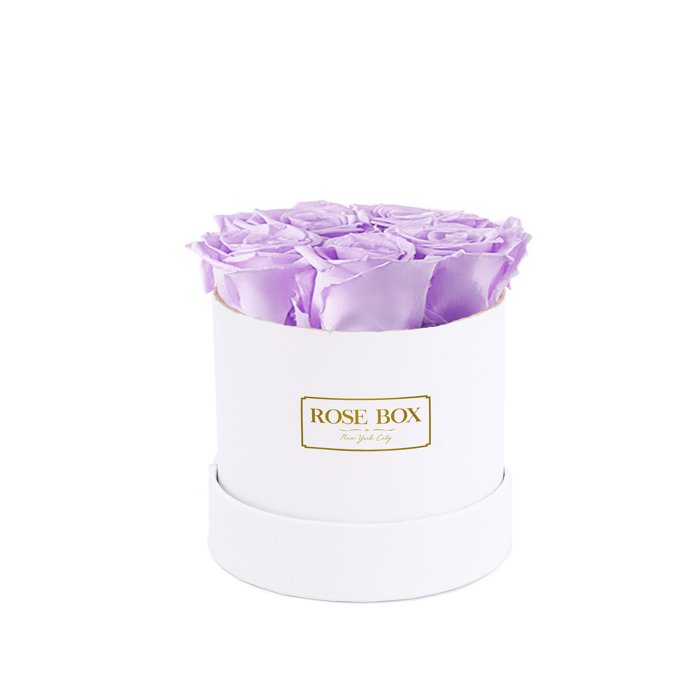 Mini White Box with Lavender Roses