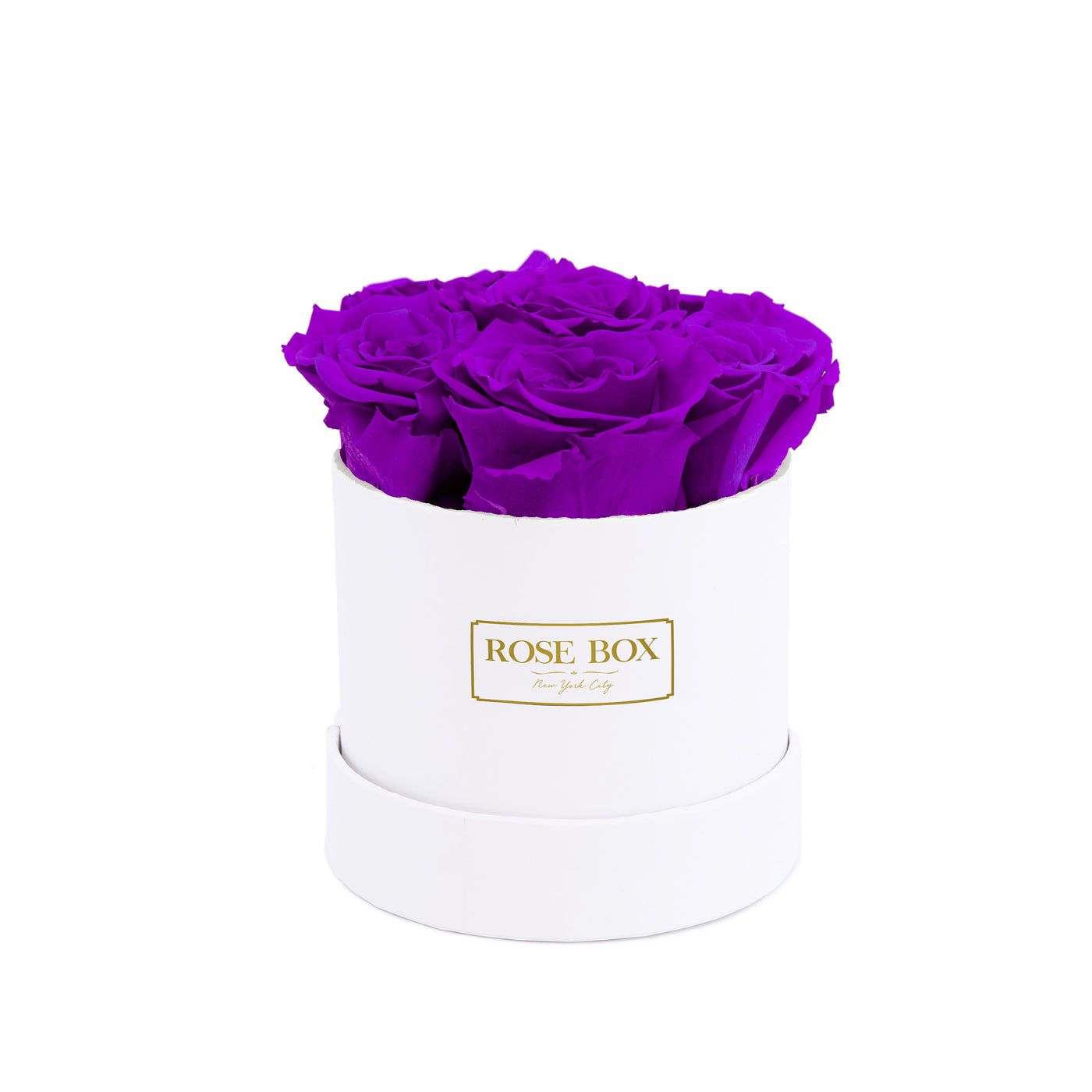 Mini White Box with Royal Purple Roses