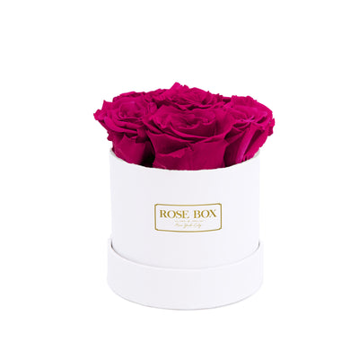 Mini White Box with Ruby Pink Roses