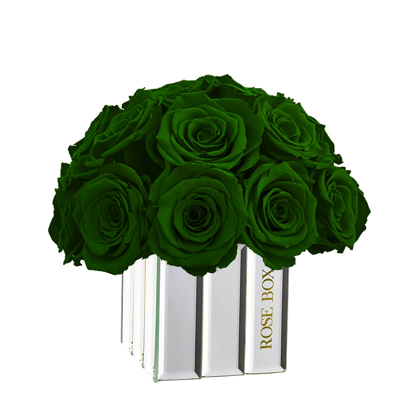 Modern Mini Half Ball with Forest Green Roses