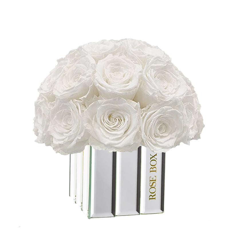 Modern Mini Half Ball with Pure White Roses