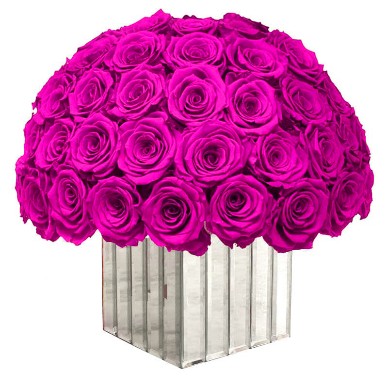 Modern XL Half Ball with Neon Pink Roses
