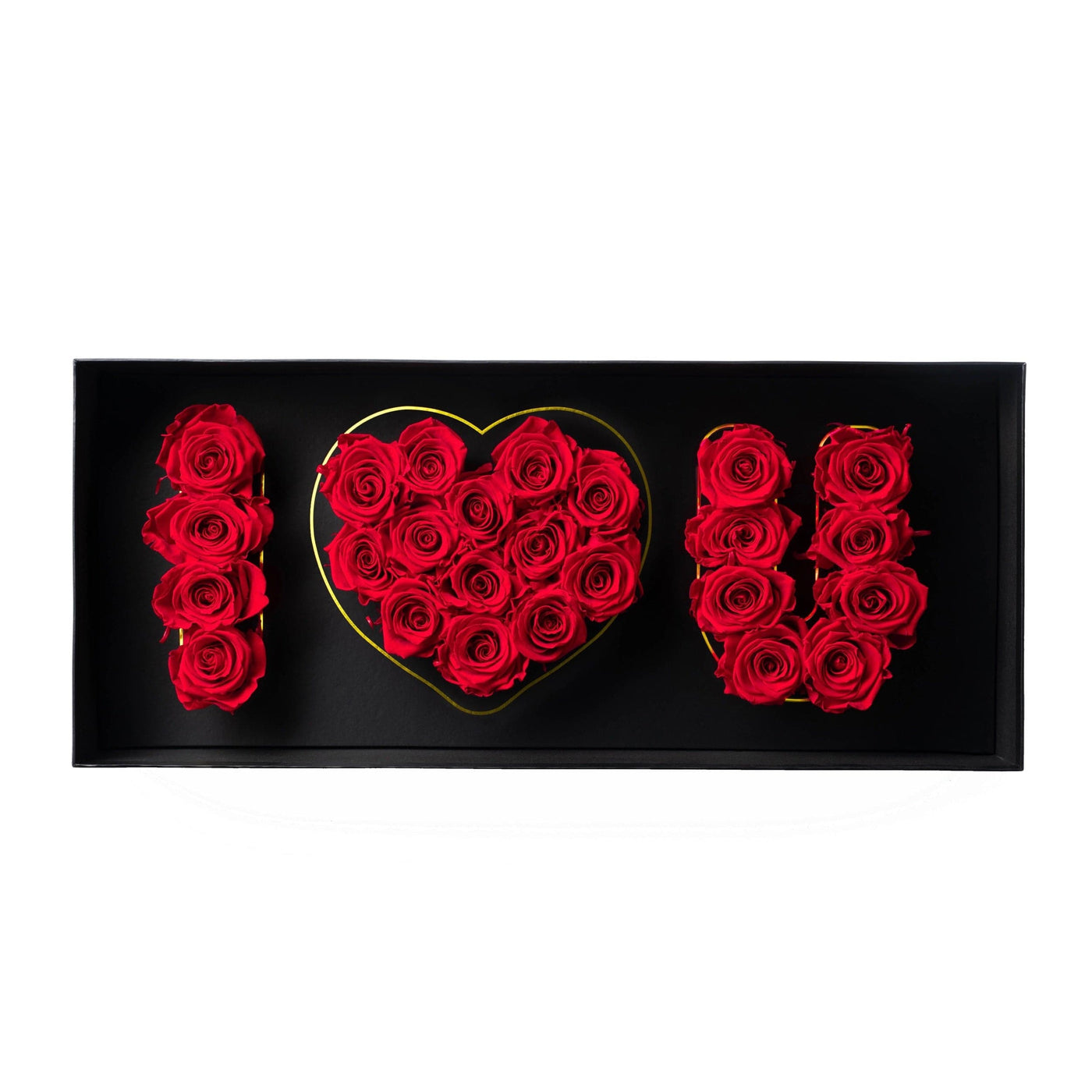 I Love You Box with Red Flame Roses