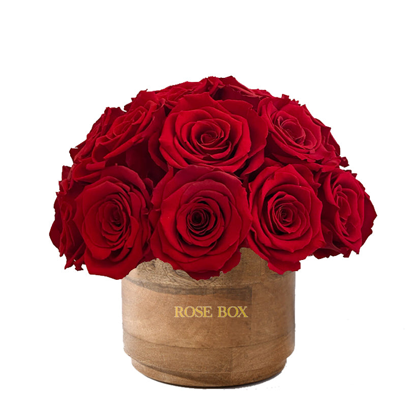 Rustic Mini Half Ball with Red Flame Roses