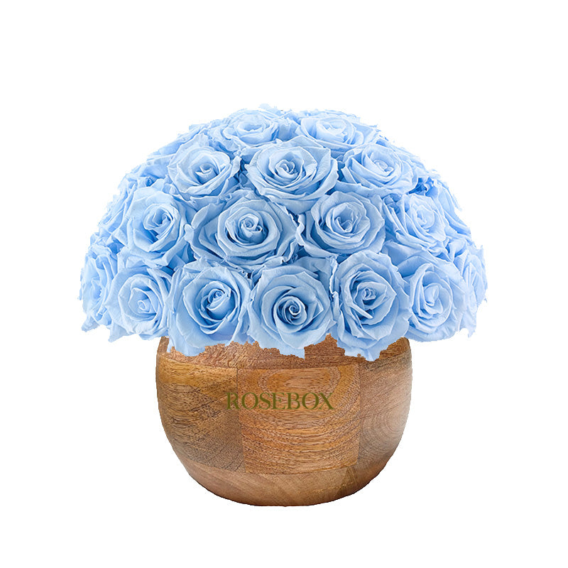 Rustic Classic Round Half Ball with Light Blue Roses