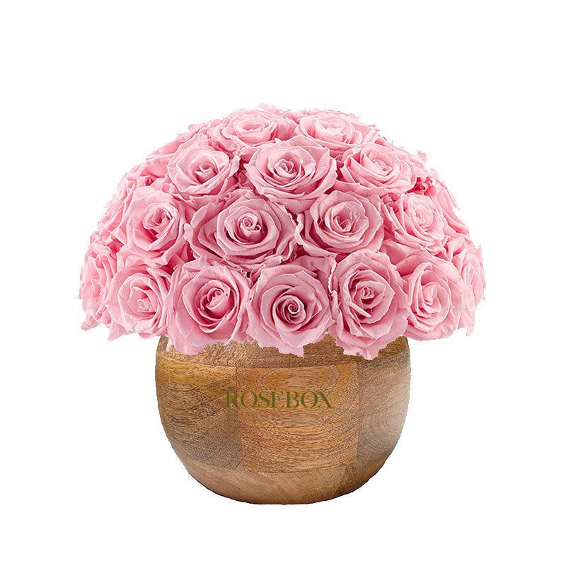 Rustic Classic Round Half Ball with Light Pink Roses