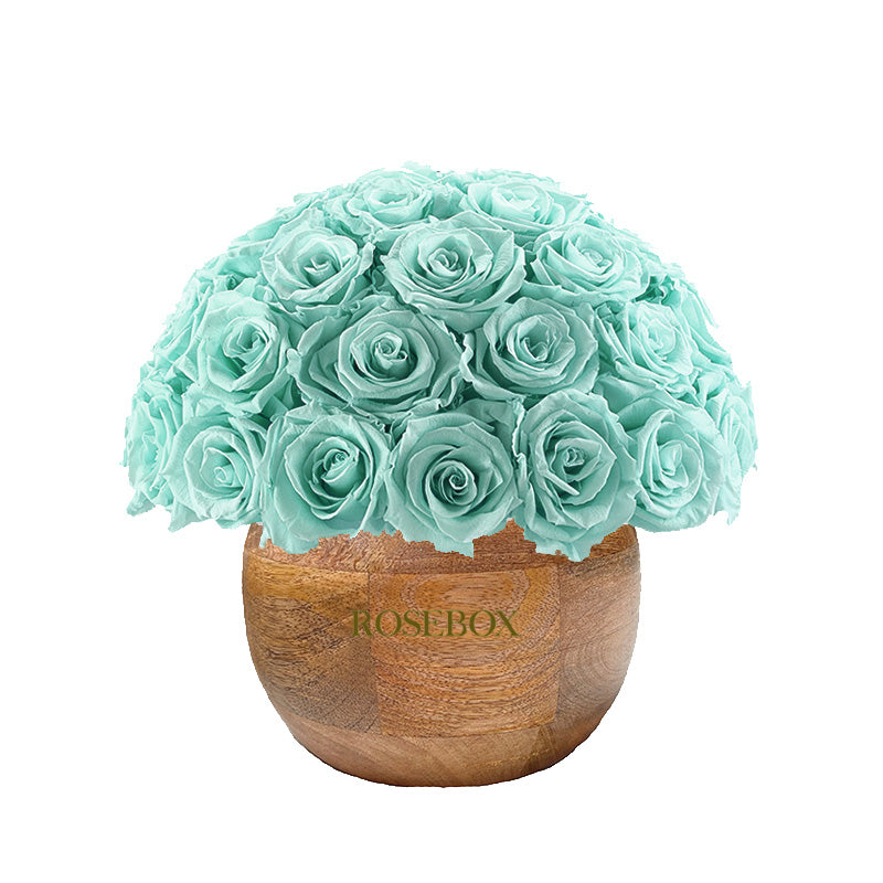 Rustic Classic Round Half Ball with Turquoise Roses