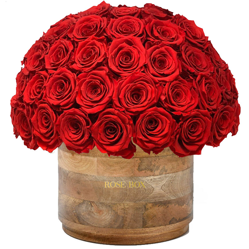 Rustic XL Half Ball with Red Flame Roses