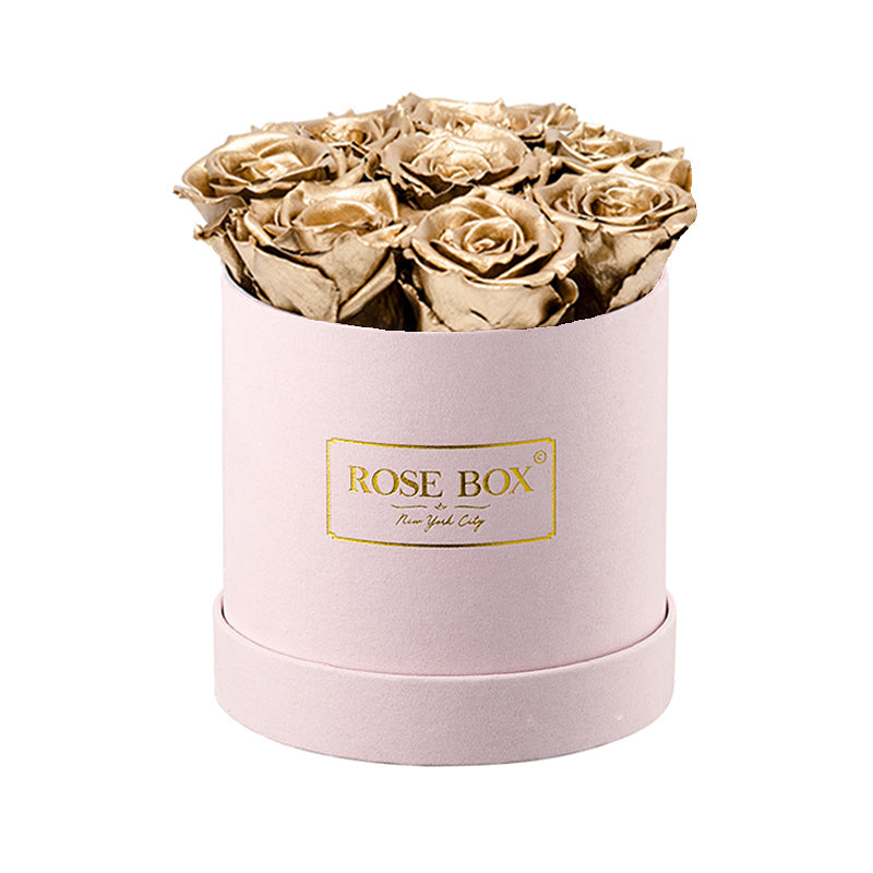 Small Pink Box with Gold Roses