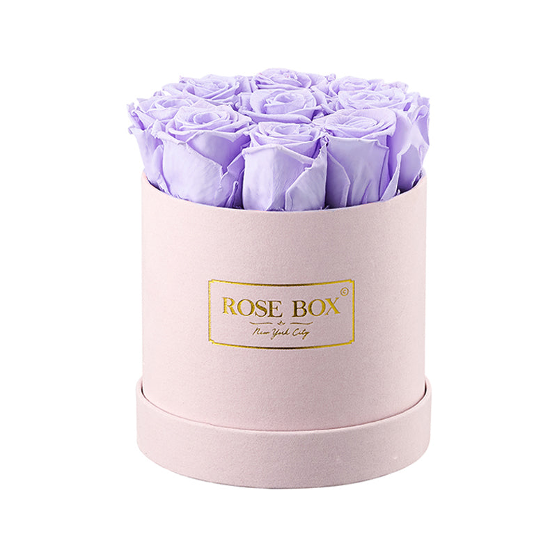 Small Pink Box with Lavender Roses