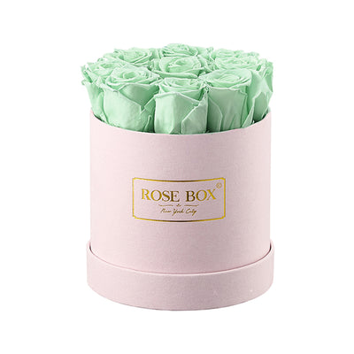 Small Pink Box with Light Green Roses
