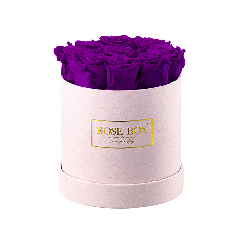Small Pink Box with Royal Purple Roses