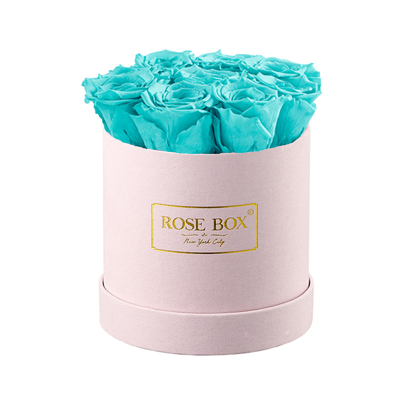 Small Pink Box with Turquoise Roses