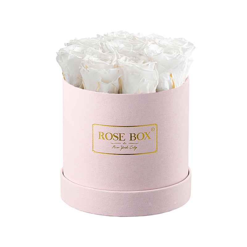Small Pink Box with Pure White Roses (Voucher Special)