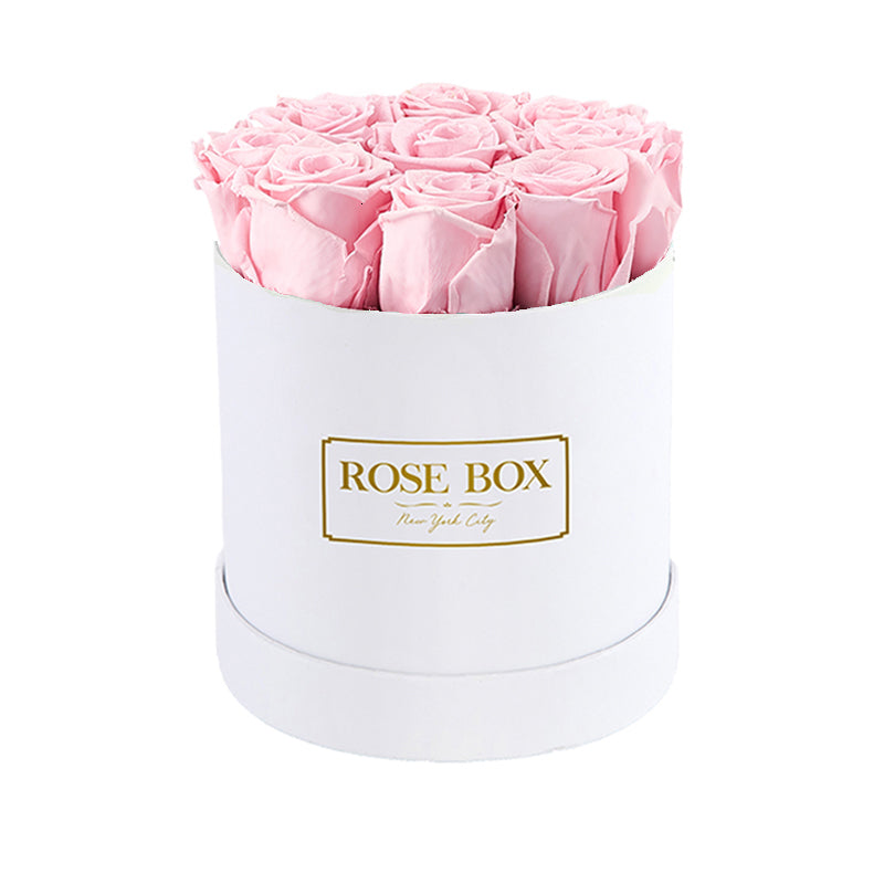 Small White Box with Light Pink Roses