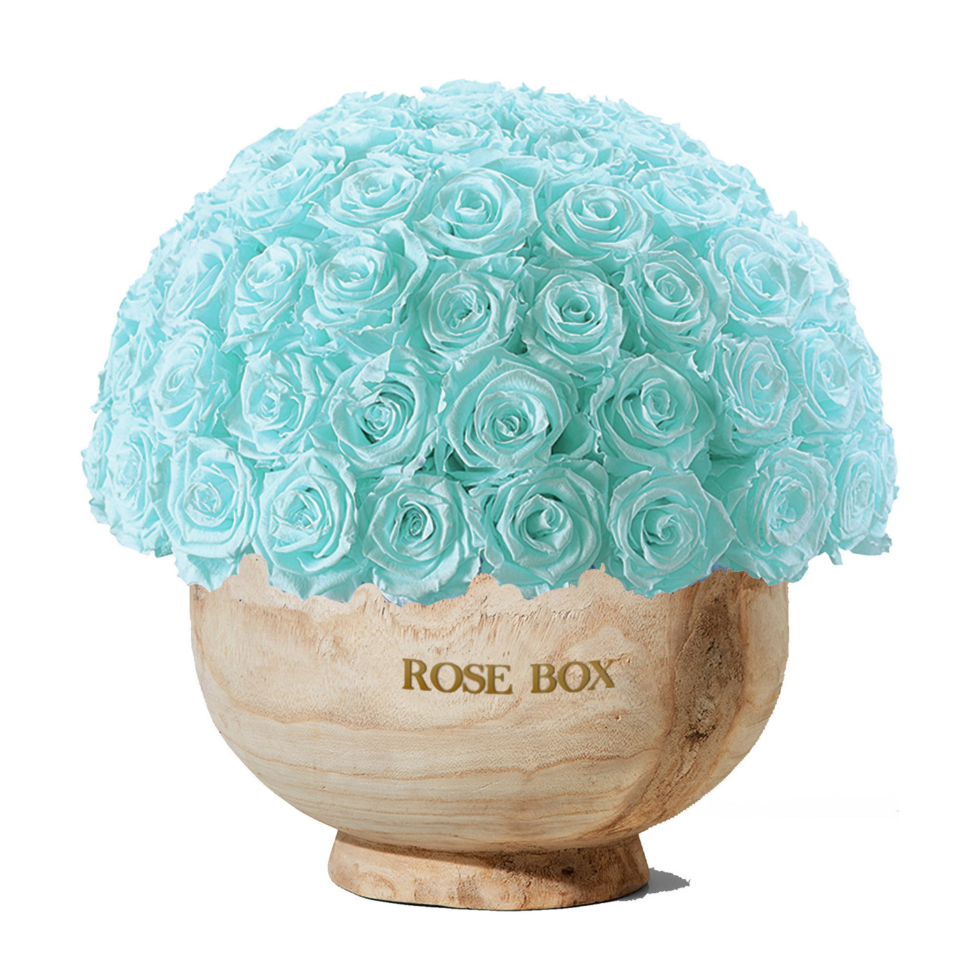 Extra Large Wooden Half Ball with Turquoise Roses