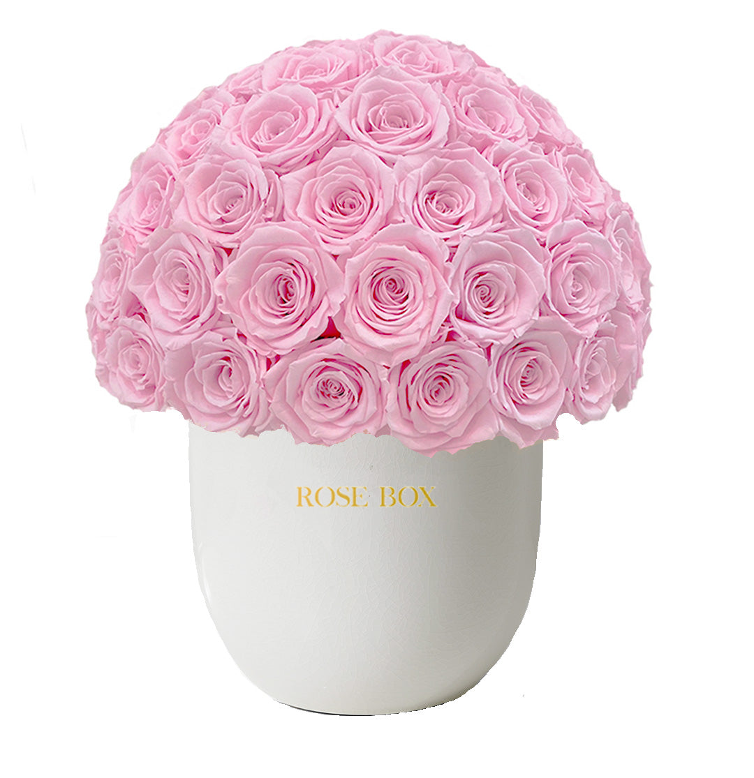 Ceramic XL Half Ball with Light Pink Roses