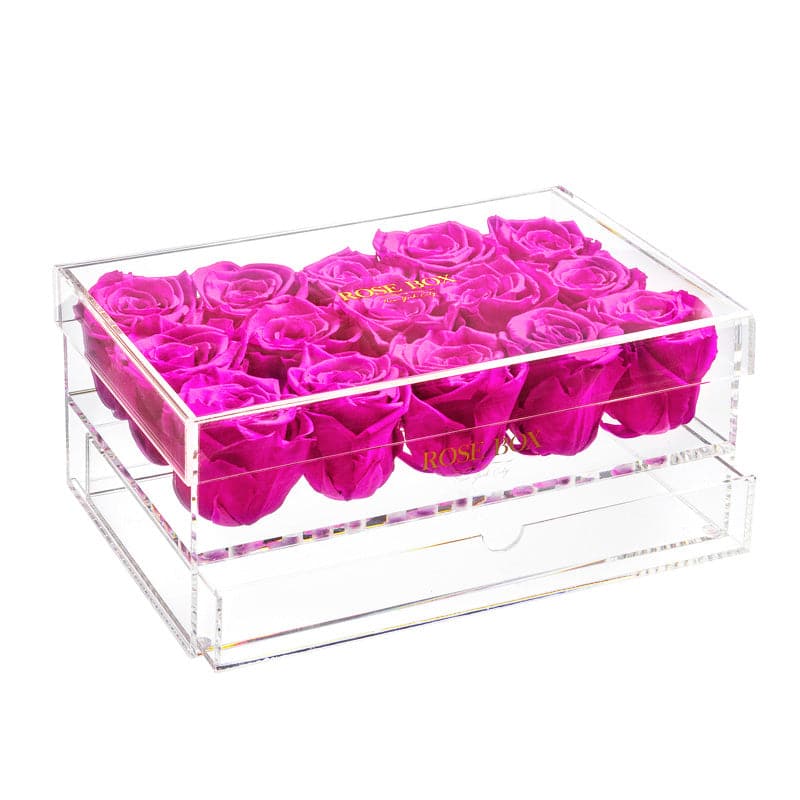 15 Neon Pink Roses Jewelry Box (Voucher Special)