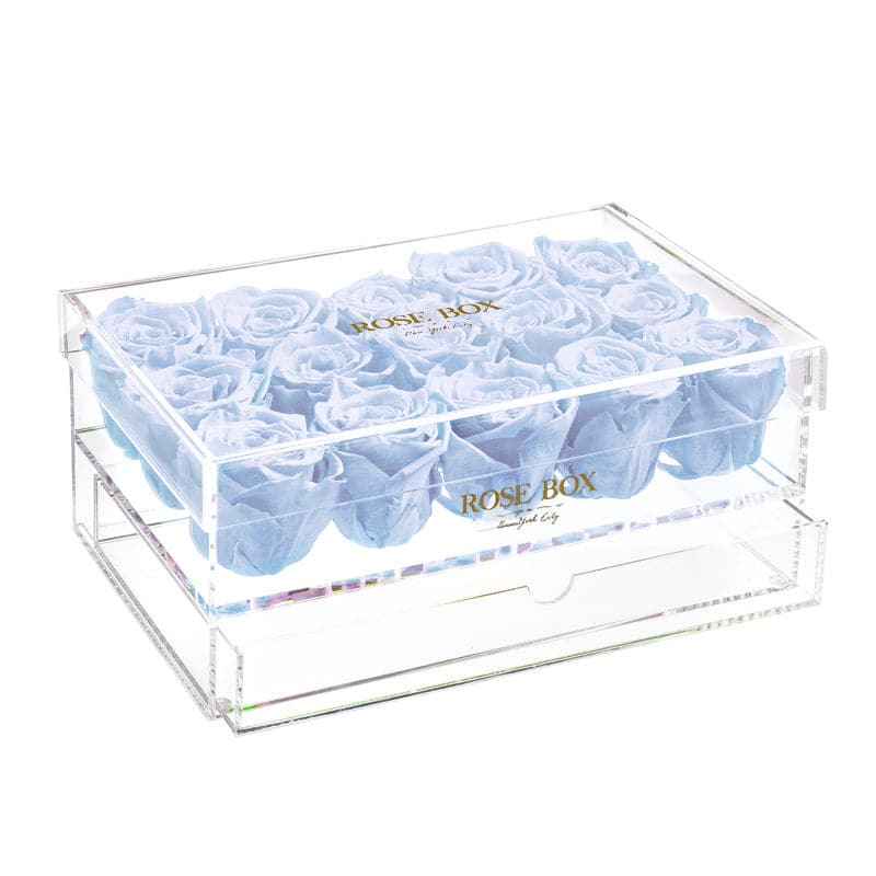 15 Light Blue Roses Jewelry Box (Voucher Special)