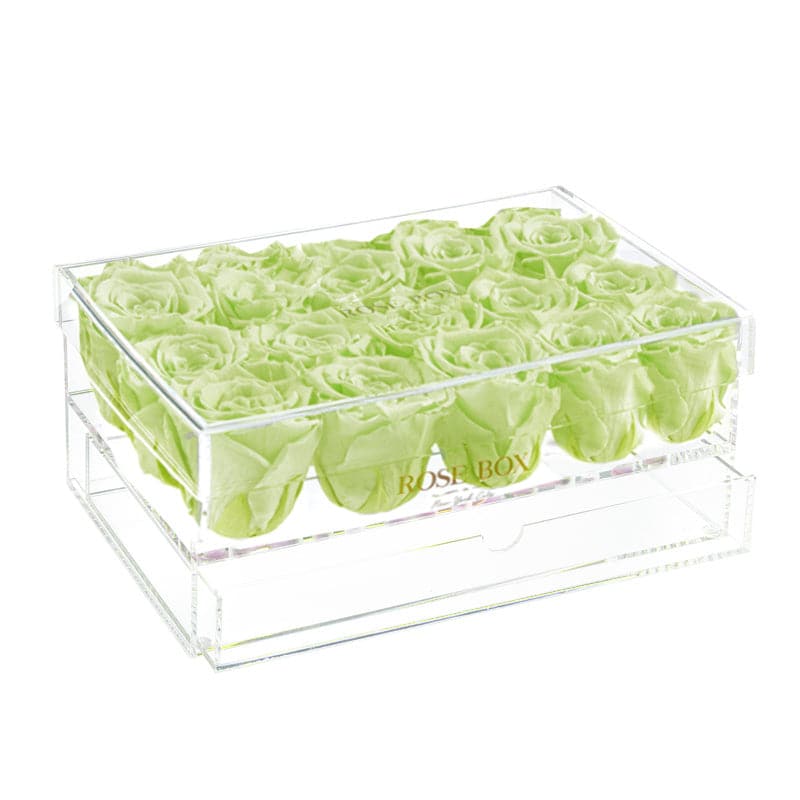 15 Light Green Roses Jewelry Box (Voucher Special)