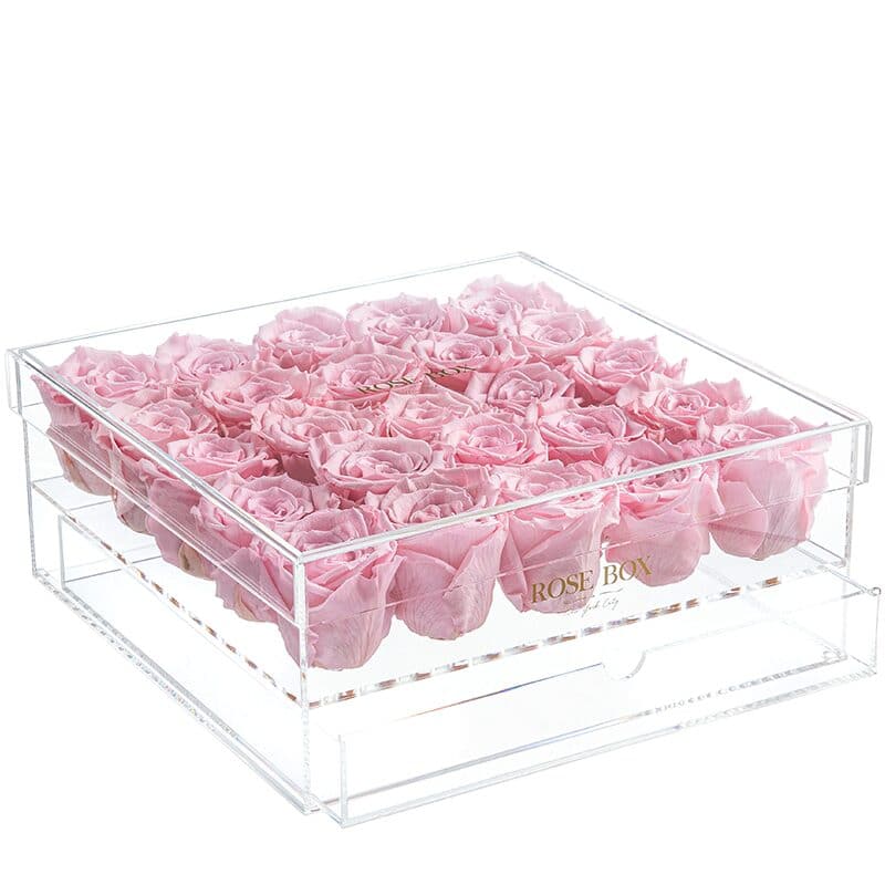25 Pink Blush Roses Jewelry Box