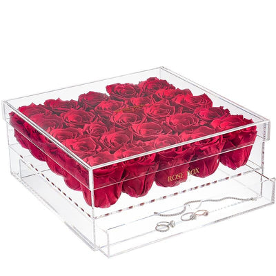 25 Ruby Pink Roses Jewelry Box