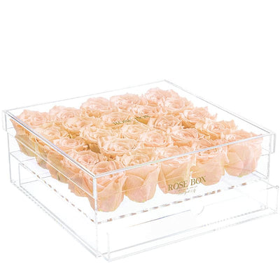 25 Sorbet Peach Roses Jewelry Box