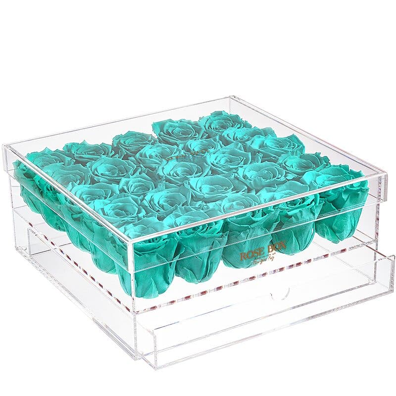 25 Turquoise Roses Jewelry Box