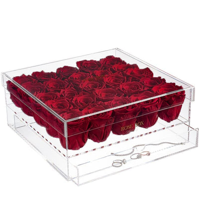 25 Red Wine Roses Jewelry Box