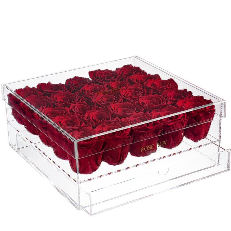 25 Red Wine Roses Jewelry Box
