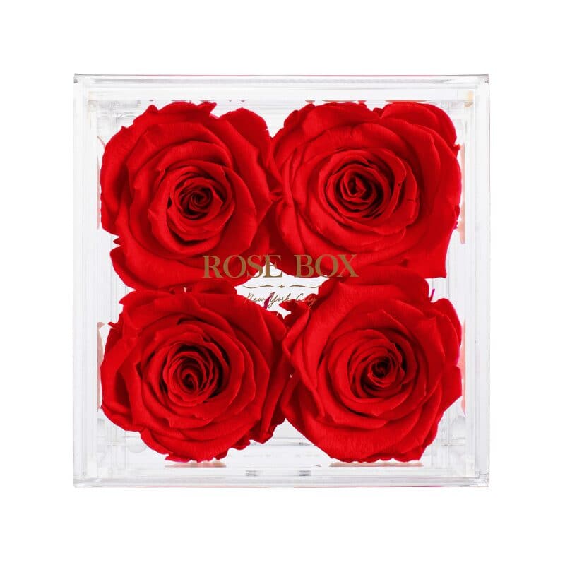 4 Red Flame Roses Jewelry Box