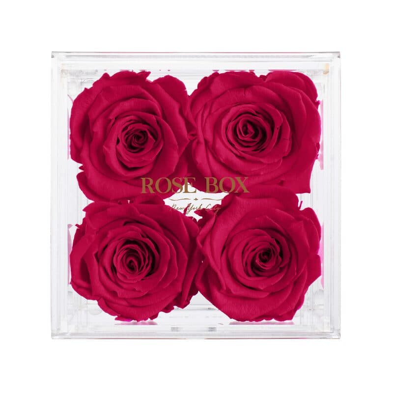 4 Ruby Pink Roses Jewelry Box